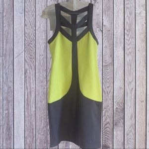 VISHES VISHES VISHES LIME GREEN AND GRAY DRESS